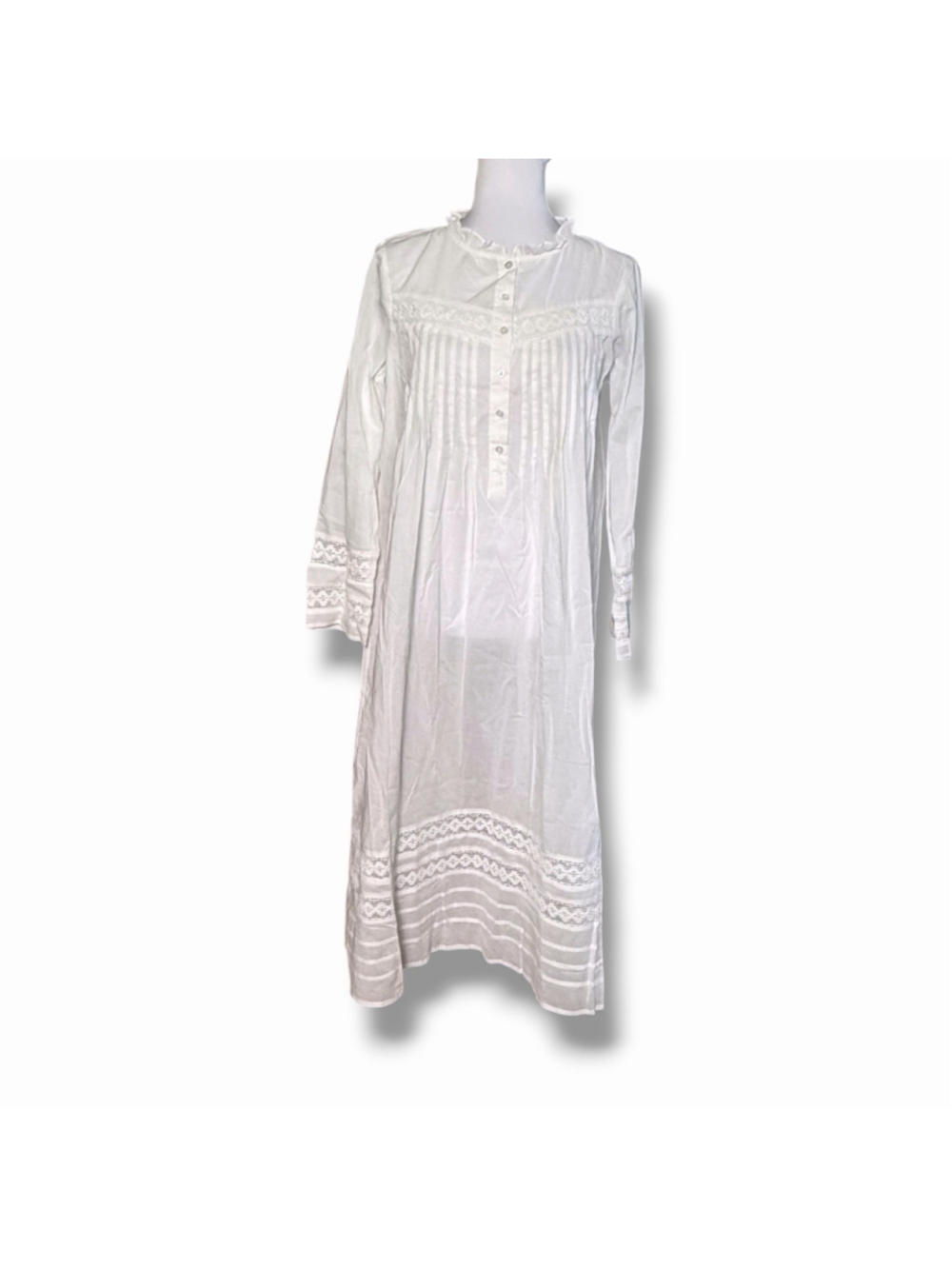Powell Craft NWT O/S White Barbara Long Sleeve Eyelet Nightdress Frill Collar